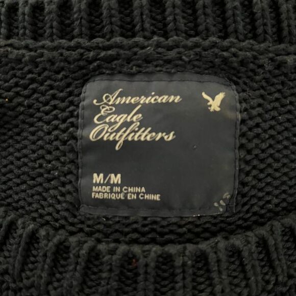 Y2K American Eagle Outfitters Blue Red Striped 100% Cotton Sweater Size Medium - Picture 7 of 8